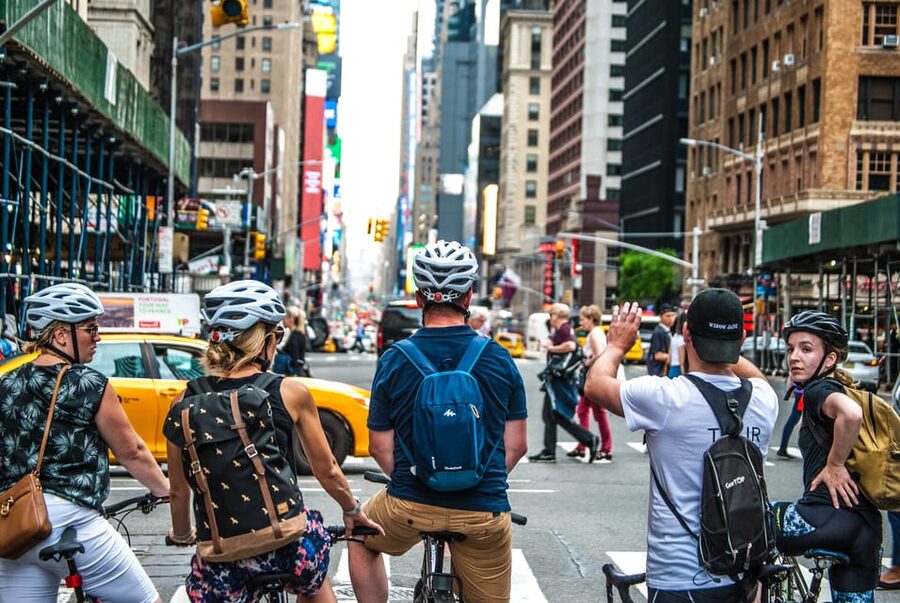 New York City: A Day in Manhattan Cycling Tour - Battery Park and wide harbor views