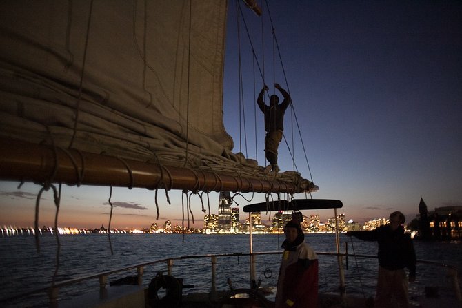 New York City Lights Cruise aboard Clipper City - Leaving Pier 17 after dark