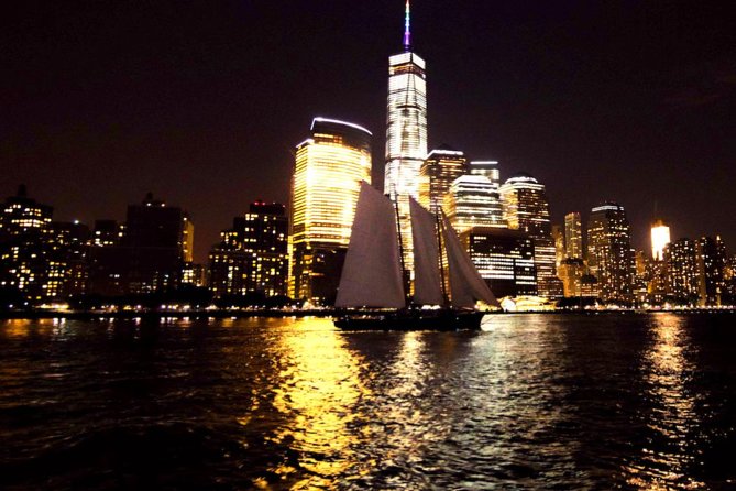 New York City Skyline Lights Sail - Leaving Chelsea Piers for the Hudson River