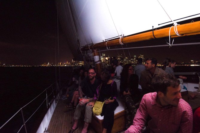 New York City Skyline Lights Sail - Ellis Island from the water