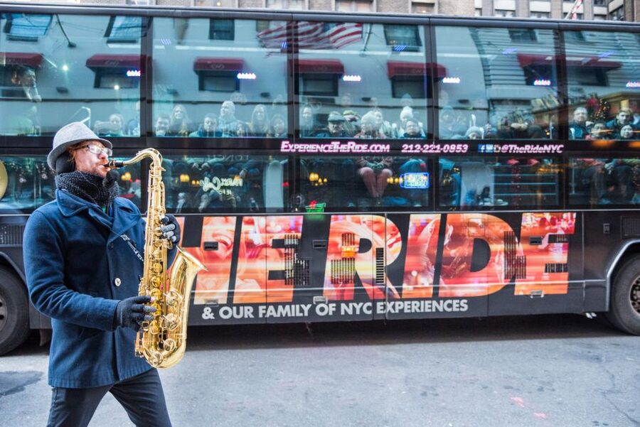 New York City: The Ride Interactive Bus Tour - Inside the three-row bus theater