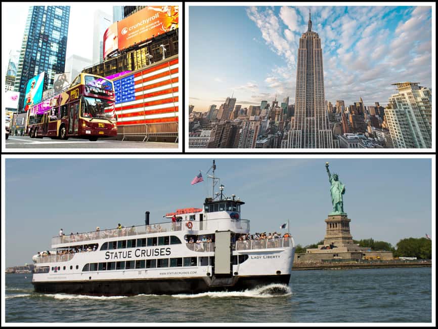 NY: Statue of Liberty, Empire State, and Hop-on Hop-off Tour - Downtown Route: harbor views, Brooklyn Bridge, and Battery Park