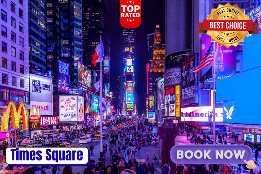 NYC : Big Apple City Lights & Broadway Express Tour 40 Mins - Times Square under giant screens
