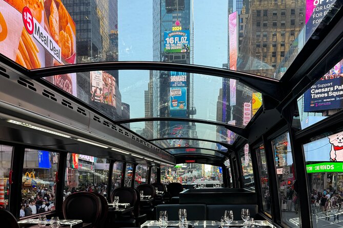 NYC Bustronome Gourmet Sightseeing Lunch Panoramic Bus - The United Nations and the changing city view
