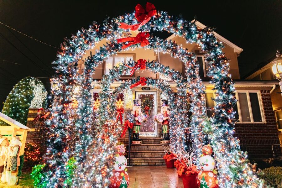 NYC: Dyker Heights Christmas Lights & Skyline View Bus Tour - Walking through Dyker Heights for one hour
