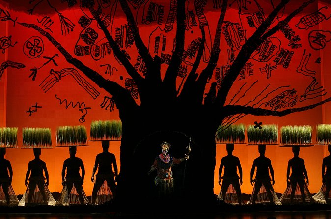 The Lion King On Broadway Ticket - Simba, Scar, Timon, and Pumbaa on stage